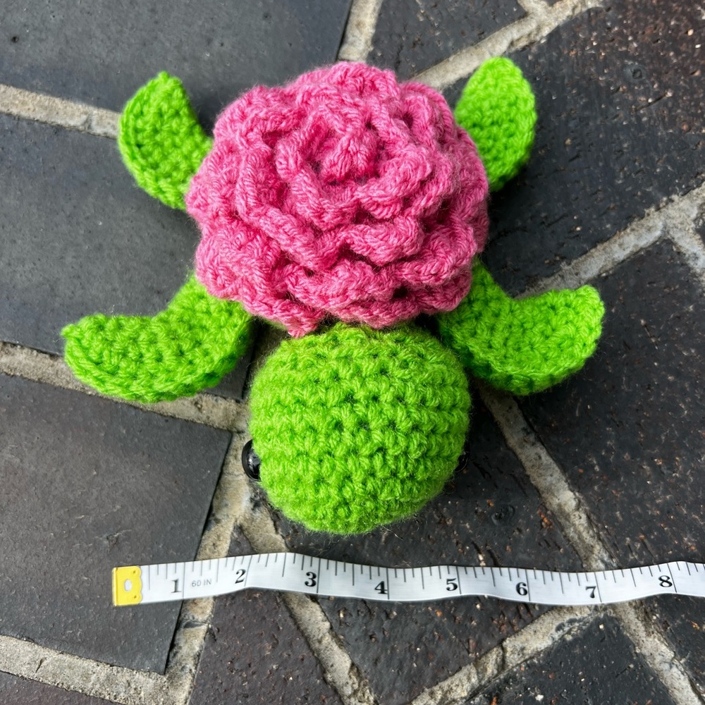 Hand Crocheted Pink Rose Sea Turtle Stuffed Animal Plushie! - Picture 13 of 13